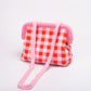 Striped Knit Cloud Frame Clutch Crossbody Bag