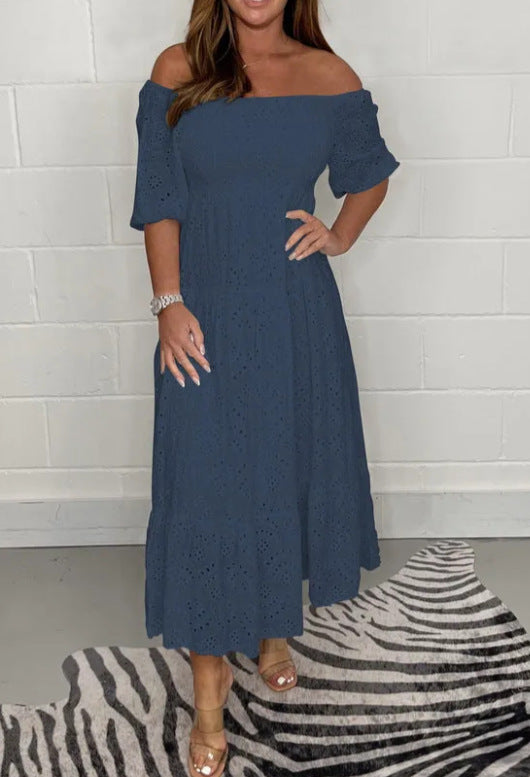Solid Embroidered Maxi Dress