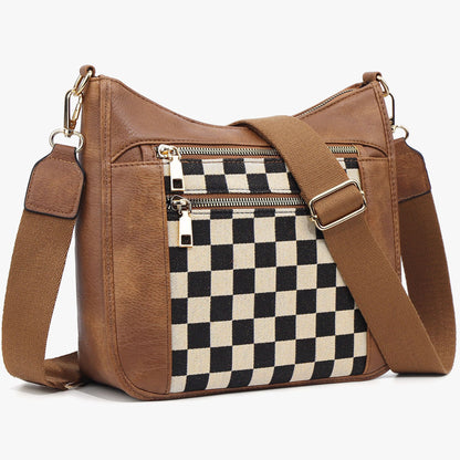 Multi-Zipper Bag With Slanted Strap