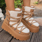 Women's thick-soled warm ankle boots cotton shoes lace-up snow boots
