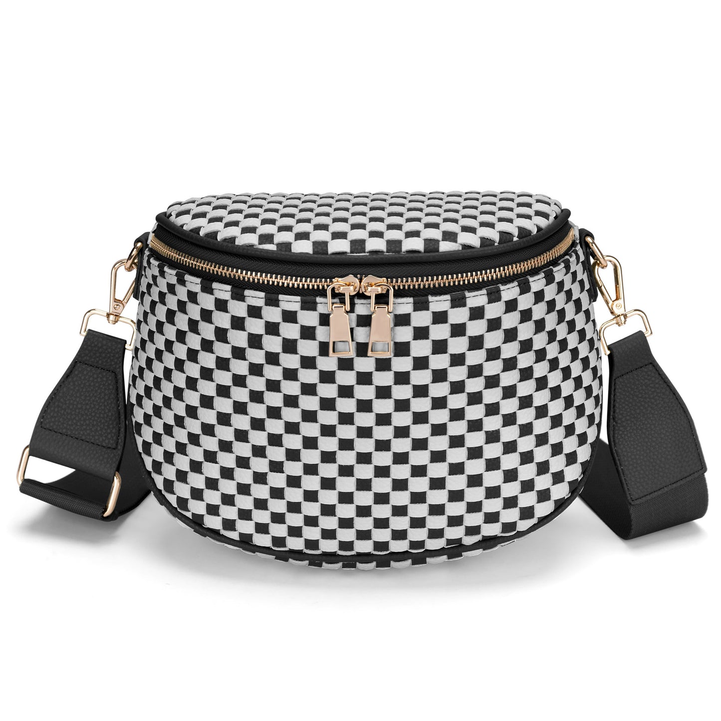Trendy Woven Checkered Crossbody Bum Bag for Women