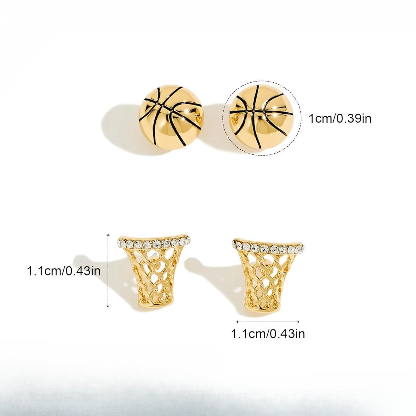 14K Gold Stud Earrings with Sporty Elements