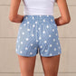 Polka Dot Print Shirred High Waist Casual Shorts