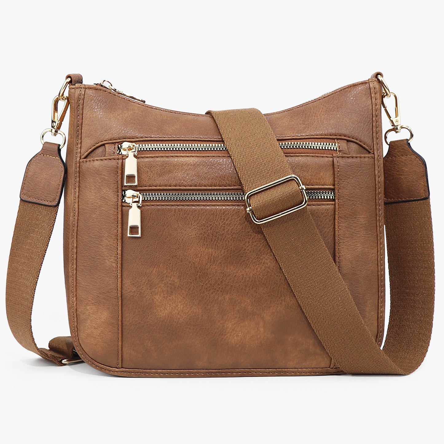 Multi-Zipper Bag With Slanted Strap