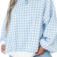 Light Blue Plaid Round Neck Long Sleeve Sweatshirt
