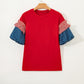 Stars Stripes Short Puff Sleeve Top