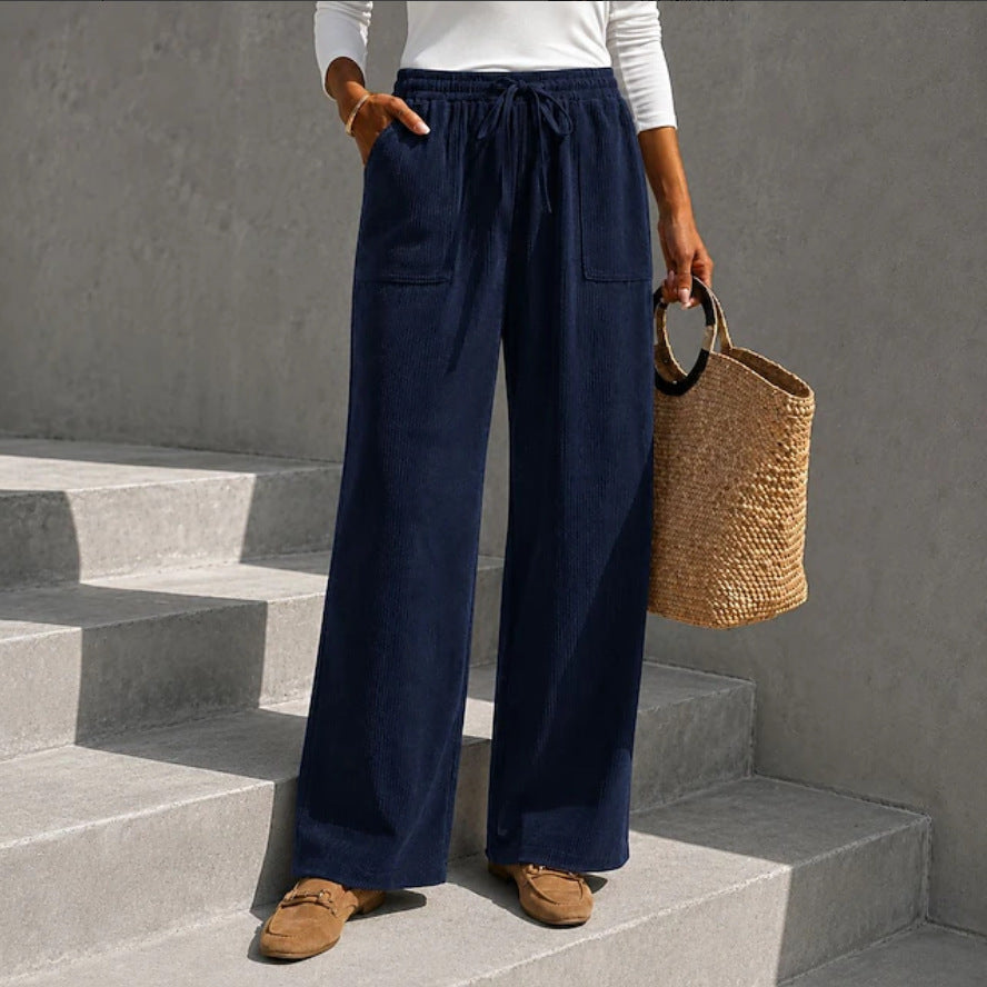Women's High-Waisted Corduroy Wide-Leg Pants
