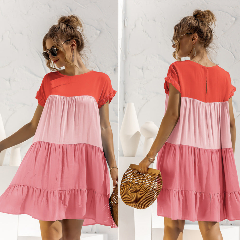 Color Block Pleated Oversized Dress-10 Colors