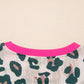 Brown Unique Leopard Print Contrast Trim Top Loose 2pcs Short Set