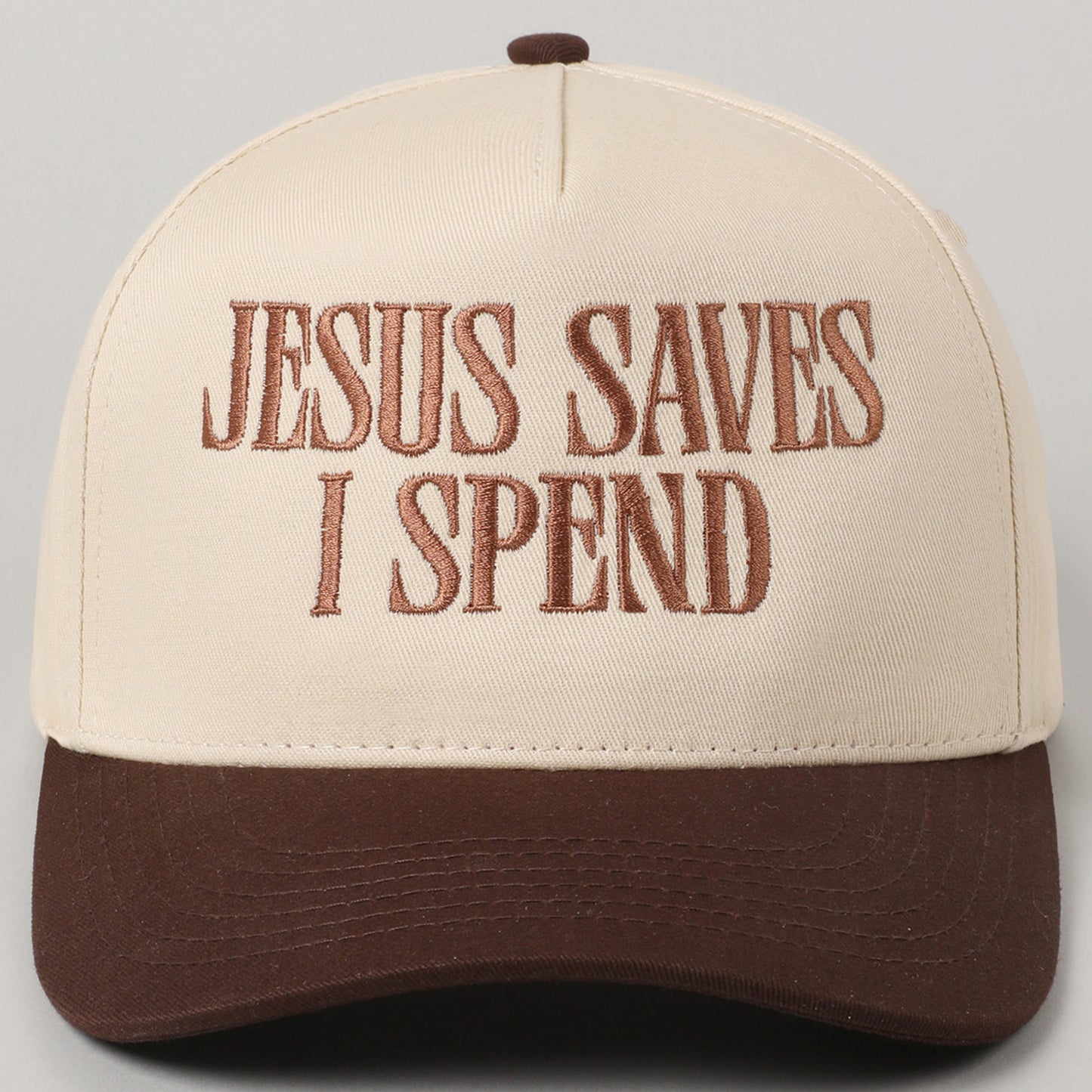 Embroidered JESUS SAVES I SPEND Baseball Cap