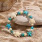 Marine Style Starfish Shell Turquoise Shell Beaded Chain Stretch Bracelets