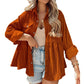 Corduroy Ruffle Sleeve Button Shirt Jacket