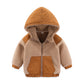 Children's cotton-padded embroidered hooded color-blocked jacket