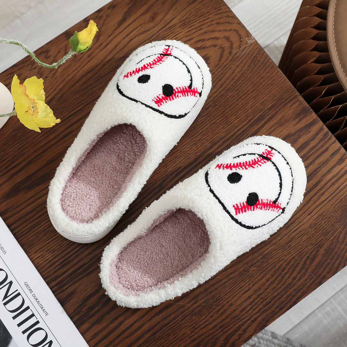 Baseball Using Slippers Baseball Smiley Face Slippers – ALBC Wholesale