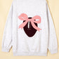 Light Grey Embroidered Football Bow Back Long Sleeve Sweatshirt