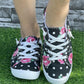 Pink Heart Shaped Criss Cross Slip On Canvas Shoes