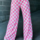 Checkerboard Print Casual Pants