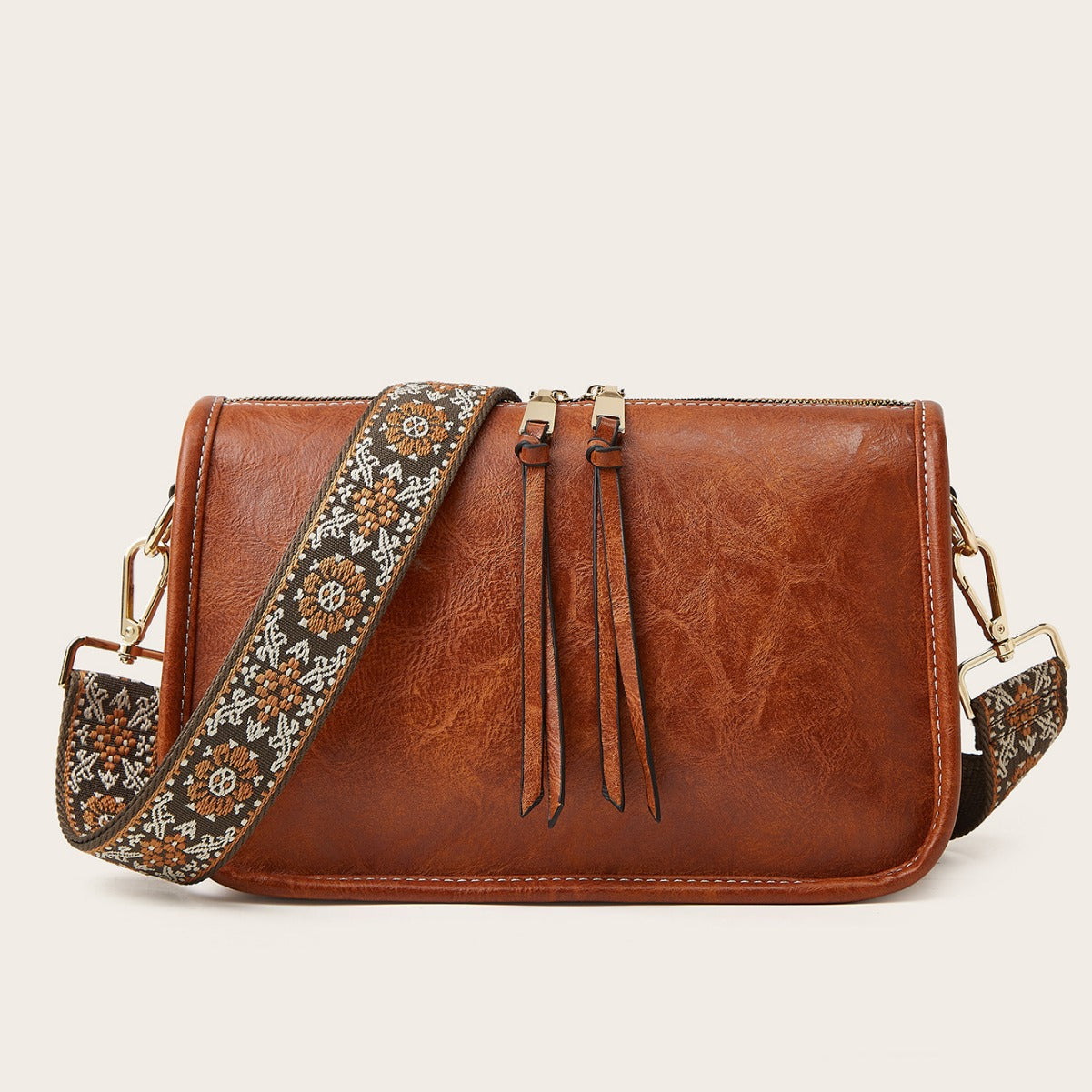 Retro Solid Color Crossbody Bag