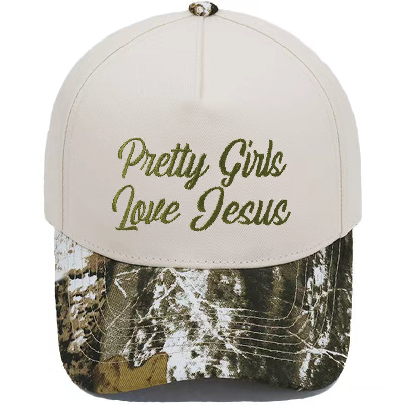 Embroidered Pretty Girls Love Jesus Baseball Cap