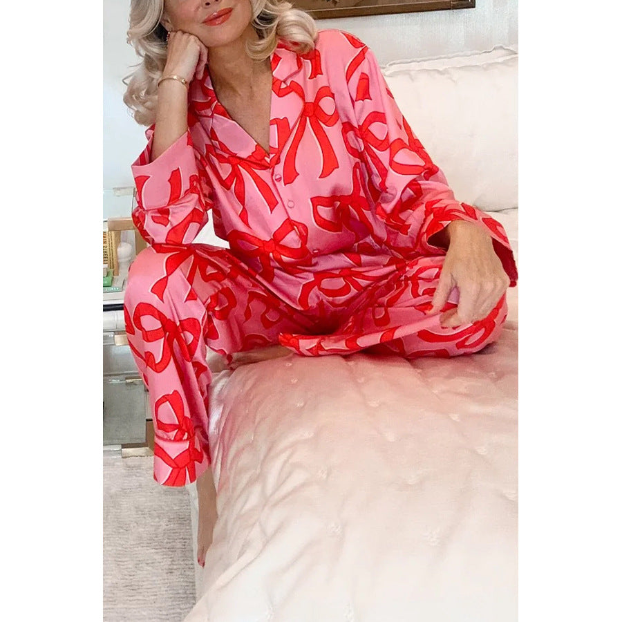 Bow Satin Pajama Set