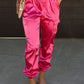 Satin Pocketed Drawstring Elastic Waist Pants