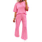 Solid Cover Oversize Tee Pocketed Casual Pants 2pcs Outfit