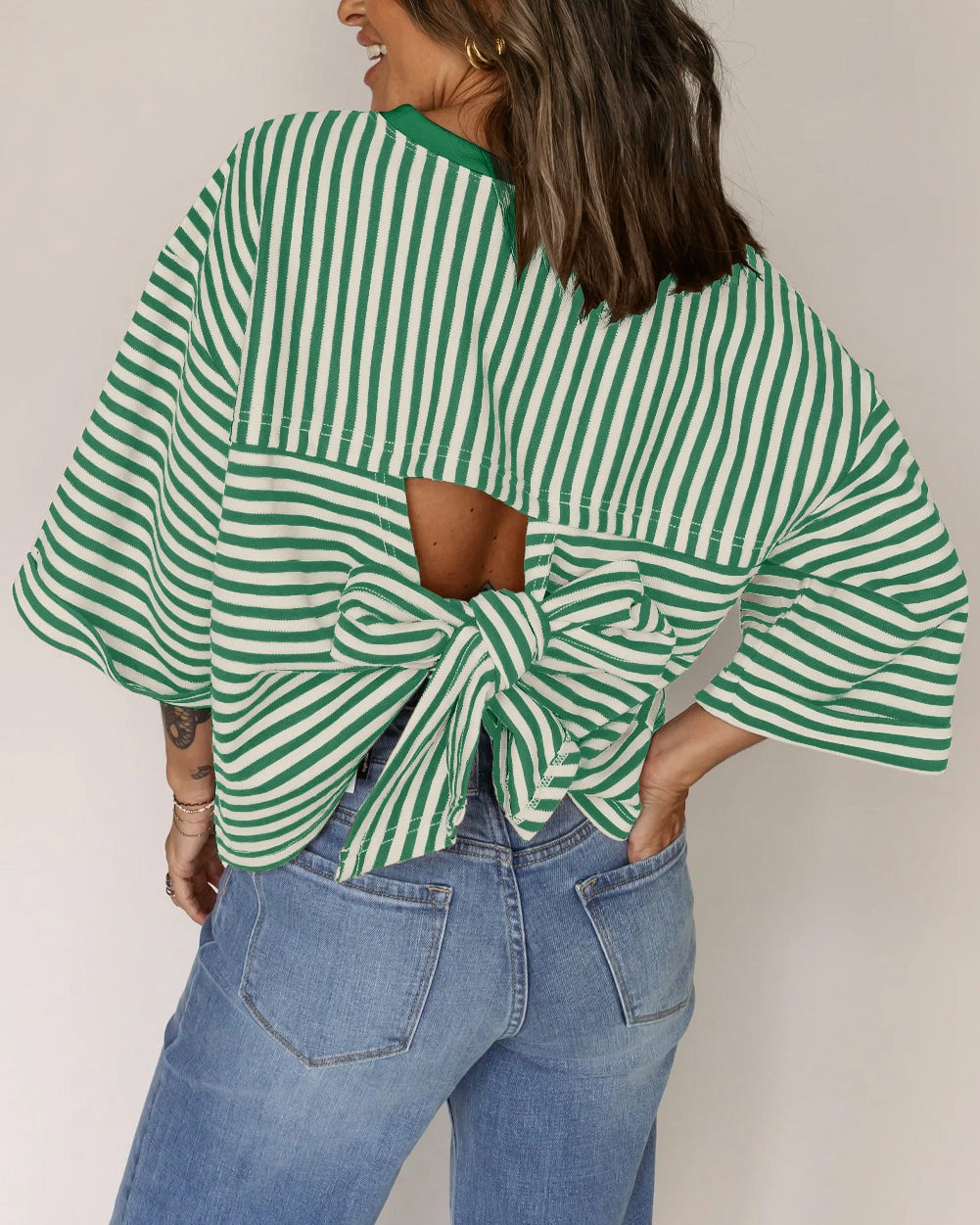 Striped Back Bow Tie T-Shirt