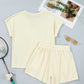 Contrast Leopard Bow Patched V Neck Loose Tee Drawstring Shorts 2pcs Outfit