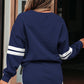 Varsity Stripe Detail Drop Shoulder Pullover Mini Skort Set