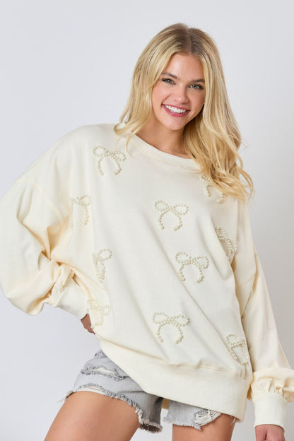 Pearl Bow-tie Casual Hoodie