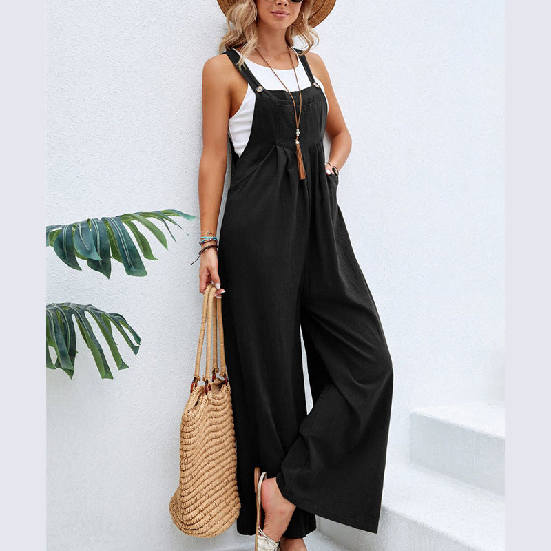 Full Size Wide Leg Overalls with Pockets