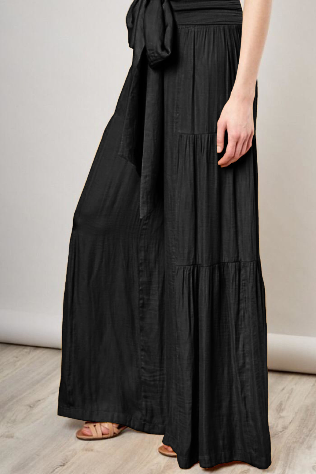 Boho Strappy Elastic Waist Wide Leg Pants