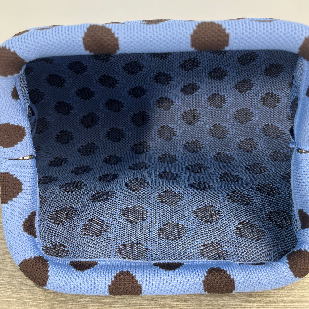 Polka Dot Knitted Kiss-Lock Clutch Bag