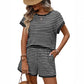 The Color-Blocked Striped Short Set