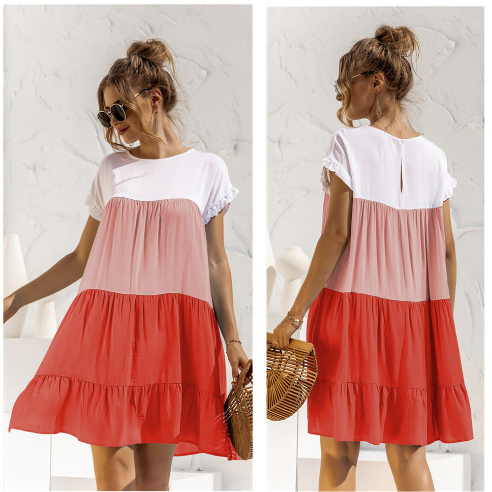 Color Block Pleated Oversized Dress-10 Colors