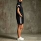 Loose Sleeveless Drawstring Pockets Split-Joint Striped Zipper Stand Collar Rompers