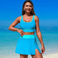 Scoop Neck Top and Skort Swim Set