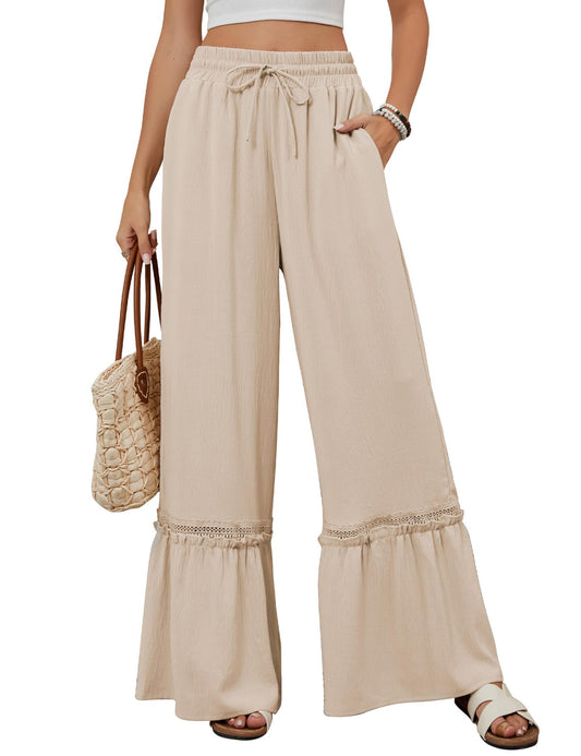 Women's Drawstring Wide-Leg Trousers