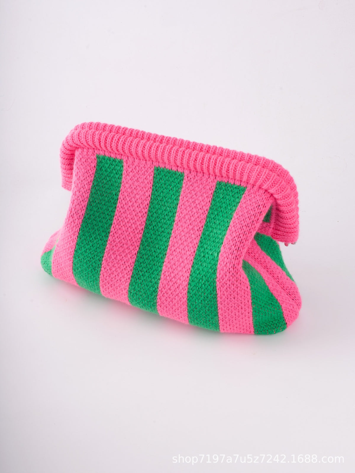 Striped Knit Cloud Frame Clutch Crossbody Bag