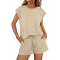 Short Sleeve Lounge Top and Shorts Set with Relaxed Fit