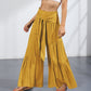 Boho Strappy Elastic Waist Wide Leg Pants