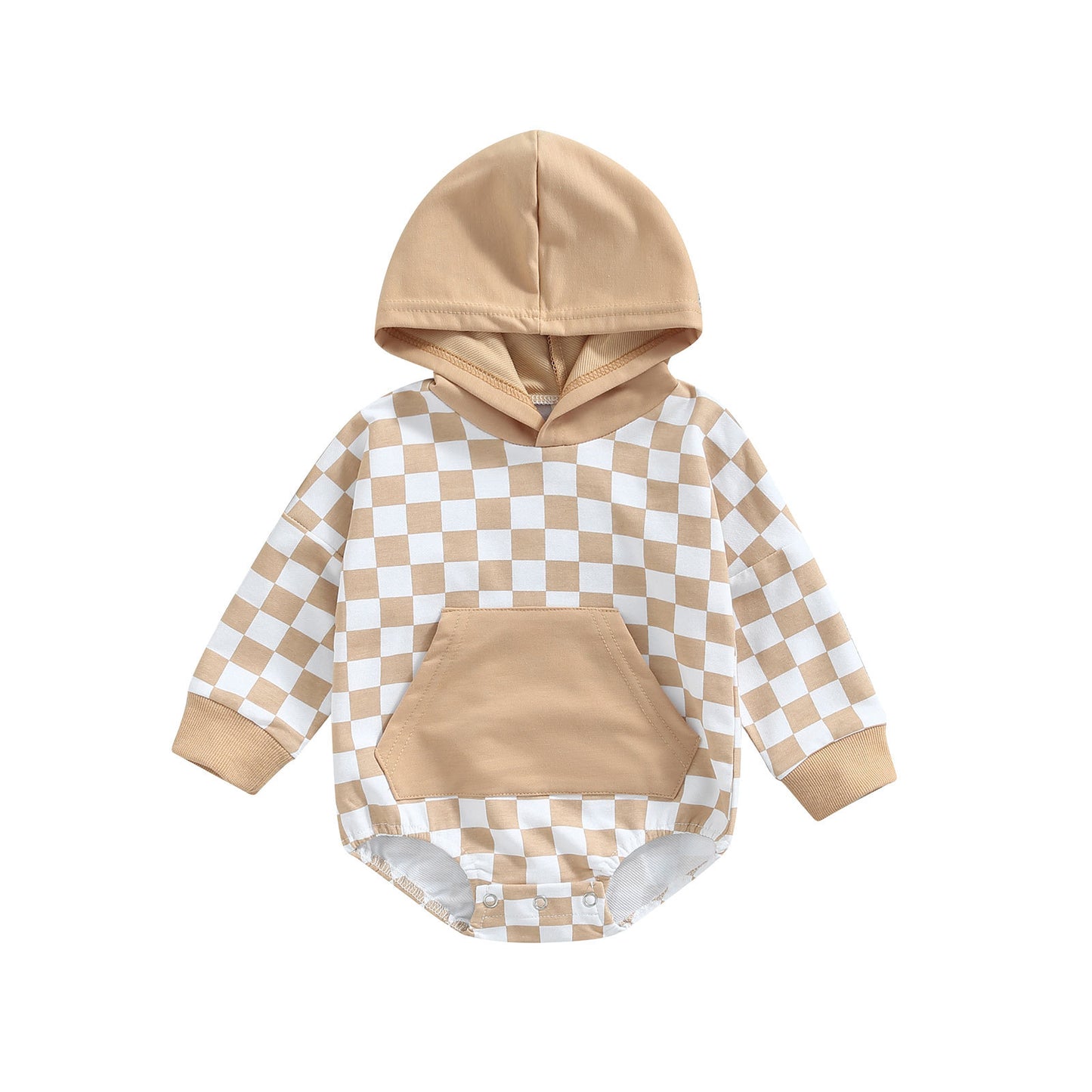 Checkered Bubble Hooded Romper