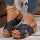 Rivet Buckle Slippers with Sloping Heels
