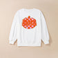 White Terry Halloween Pumpkin Patched Pattern Pullover Sweatshirt