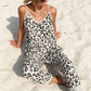 Leopard Print Loose Suspenders Jumpsuit