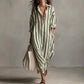 Stylish Long Striped Cardigan-Style Dress for Women