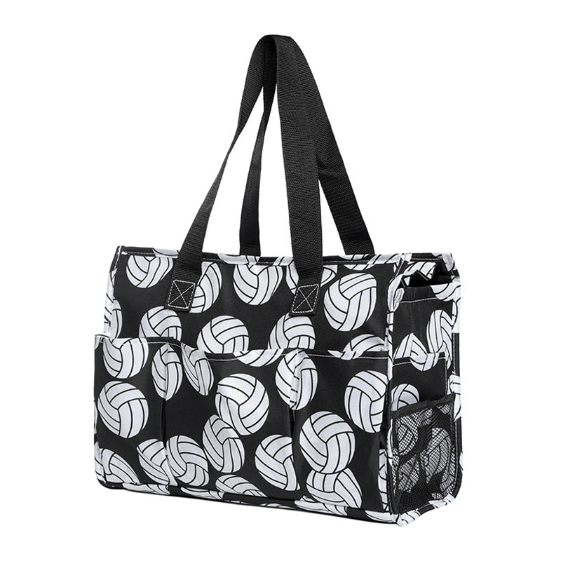 Ball Sports Print Multi-Pocket Utility Tote Bag
