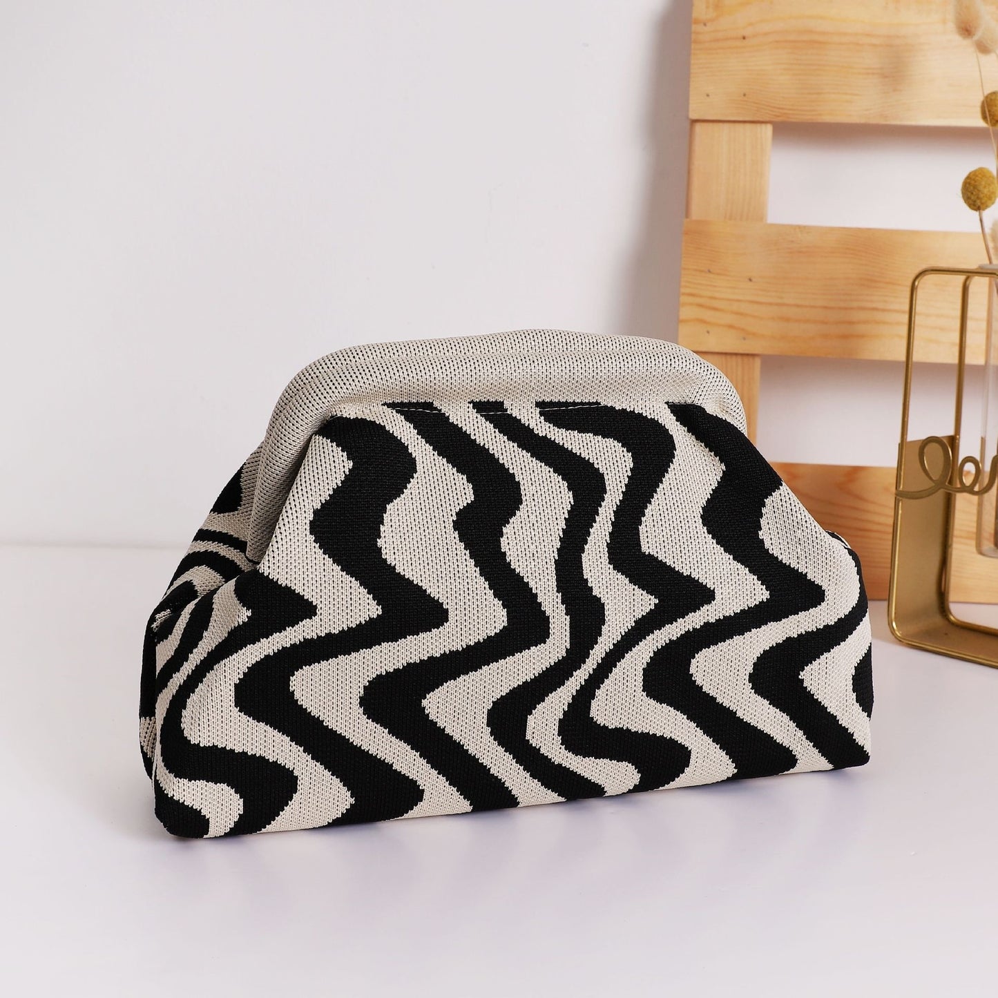 Wave Knit Clutch Bag