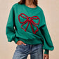 Crew Neck Bow Tie Embroidered Sweatshirt