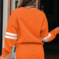 Varsity Stripe Detail Drop Shoulder Pullover Mini Skort Set